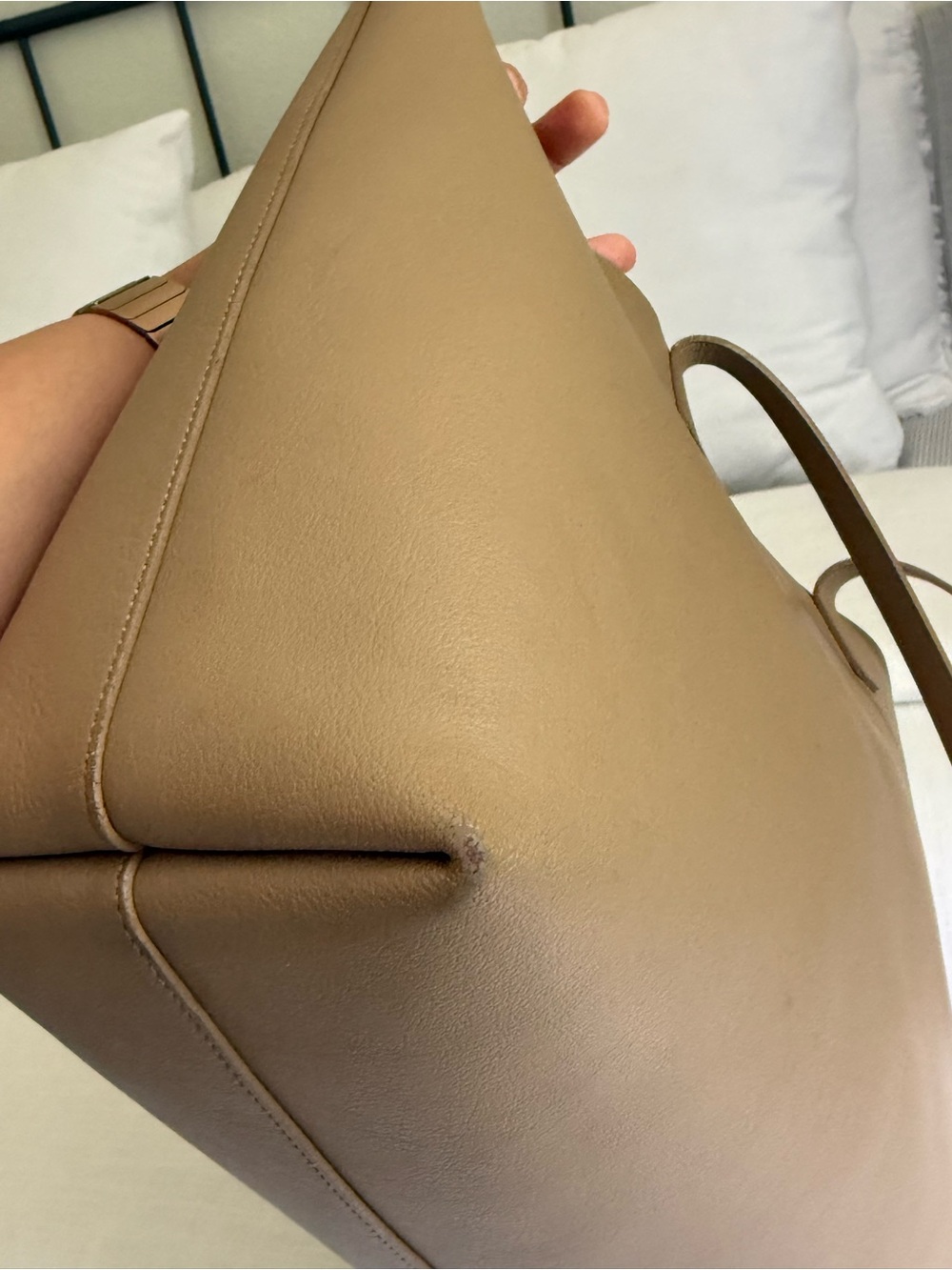 Saint Laurent YSL Large East/West Shopping Tote Purse Dark Beige Leather - Picture 13 of 17